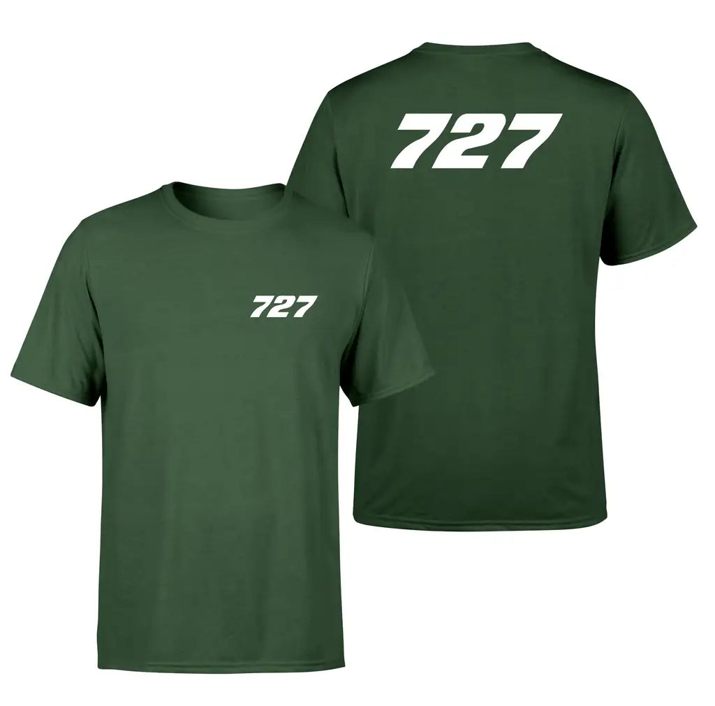 Boeing 727 Flat Text design on dark green double side