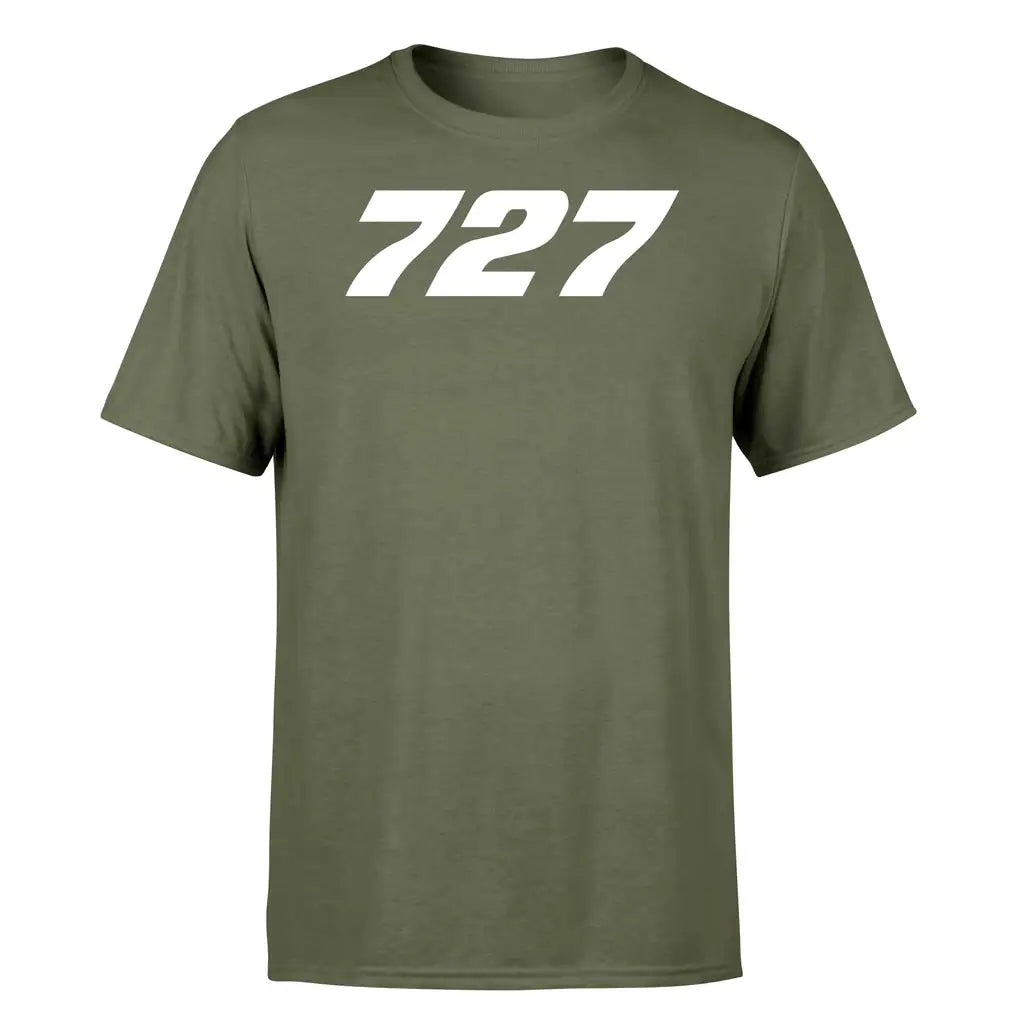 Boeing 727 Flat Text design on green army single side
