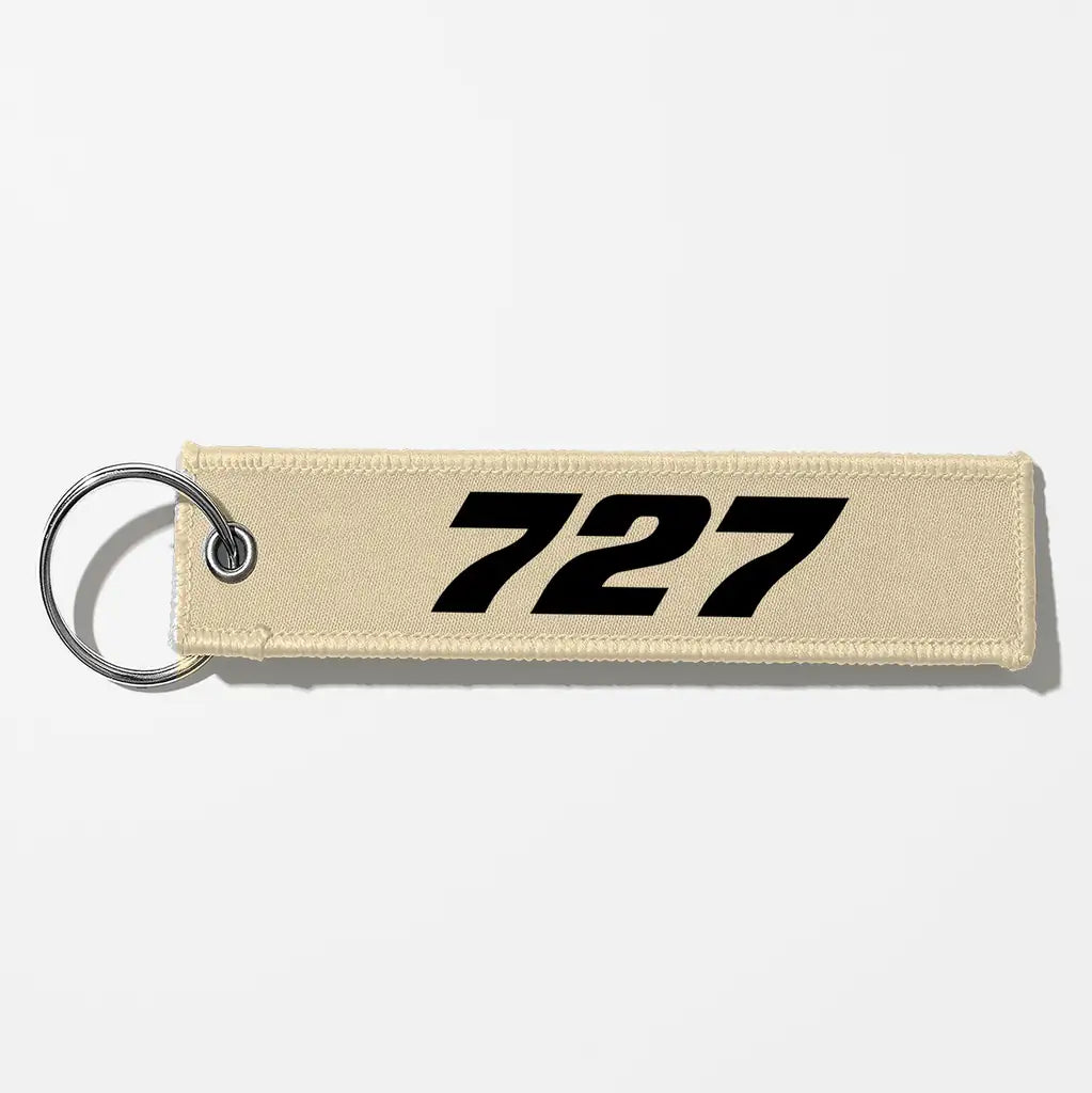 Boeing 727 Flat Text Key Chains - Beige