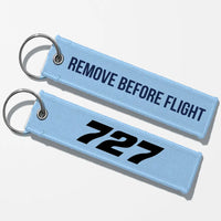 Thumbnail for Boeing 727 Flat Text Key Chains - Light Blue - Remove Before Flight