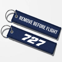 Thumbnail for Boeing 727 Flat Text Key Chains - Navy Blue - Remove Before Flight