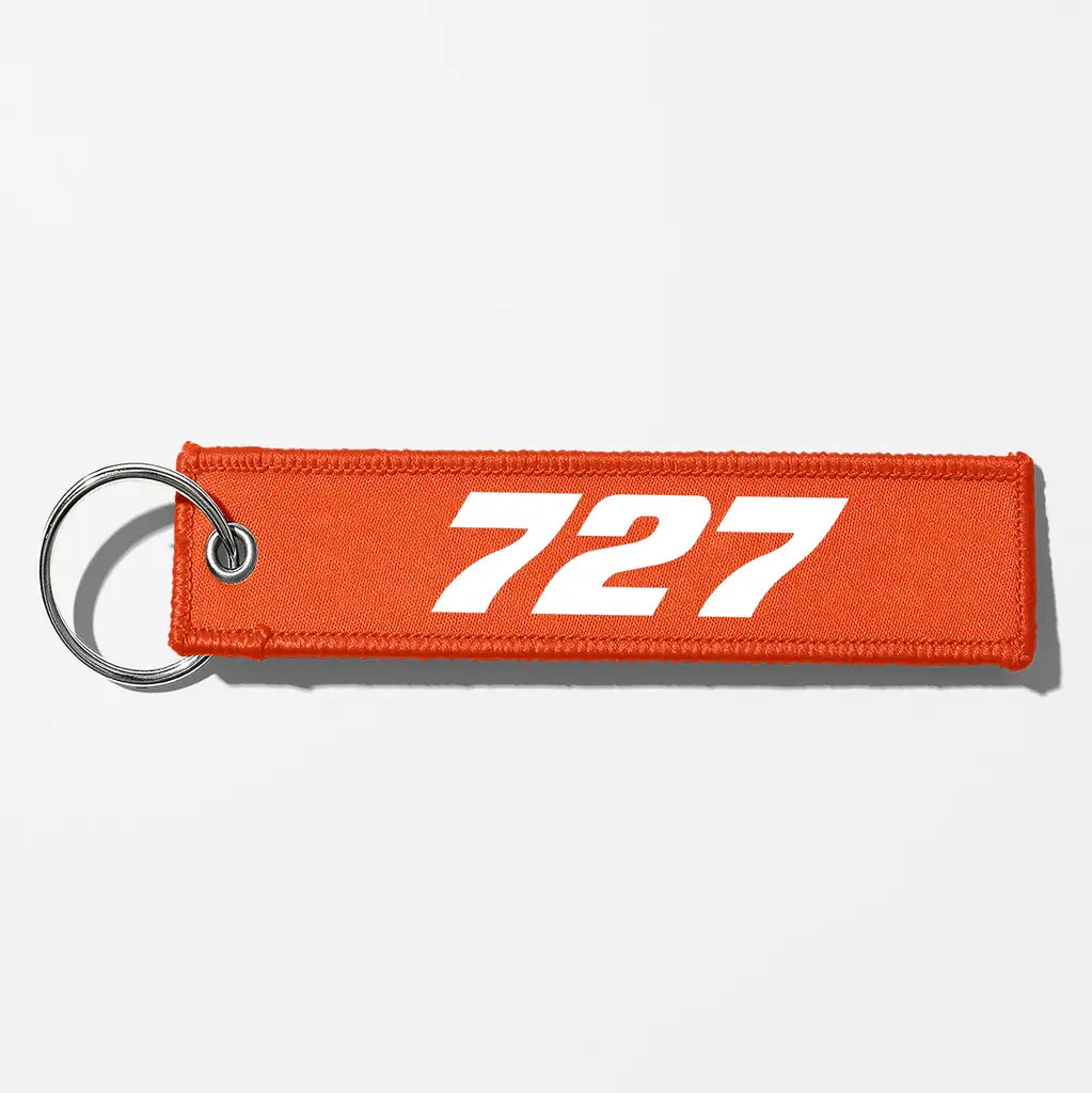 Boeing 727 Flat Text Key Chains - Orange