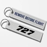 Thumbnail for Boeing 727 Flat Text Key Chains - White - Remove Before Flight