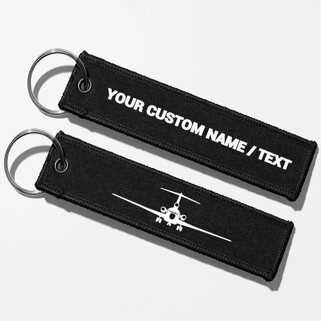 Boeing 727 Silhouette Key Chains - Black - Personalized