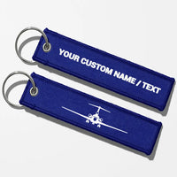 Thumbnail for Boeing 727 Silhouette Key Chains - Blue - Personalized