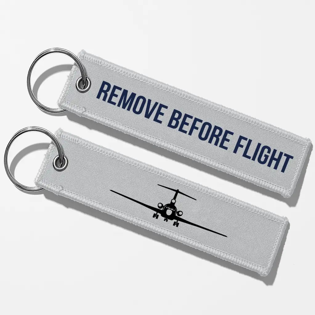 Boeing 727 Silhouette Key Chains - Light Gray - Remove Before Flight