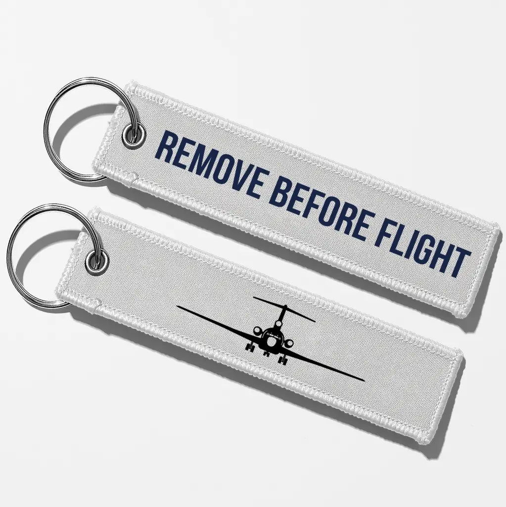 Boeing 727 Silhouette Key Chains - White - Remove Before Flight