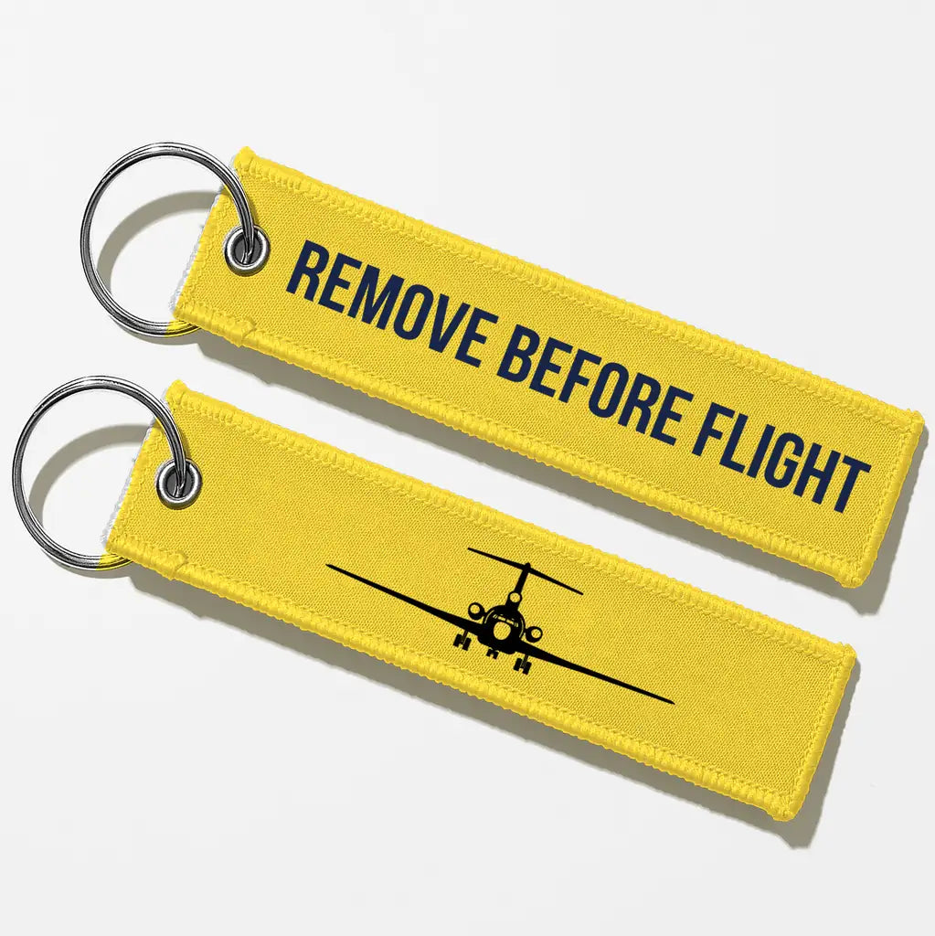 Boeing 727 Silhouette Key Chains - Yellow - Remove Before Flight