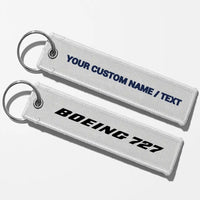 Thumbnail for Boeing 727 & Text Key Chains - White - Personalized