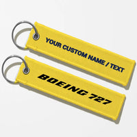Thumbnail for Boeing 727 & Text Key Chains - Yellow - Personalized