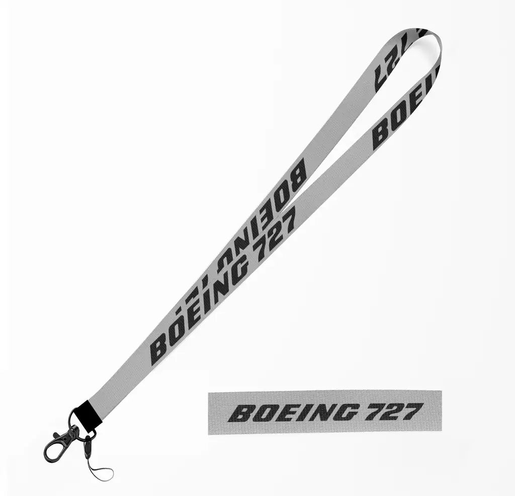 Boeing 727 & Text lanyard - light gray