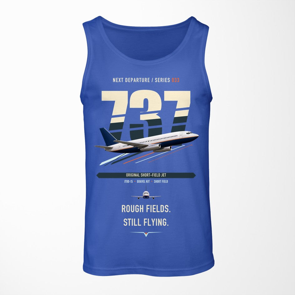Boeing 737-200 design on blue tank top