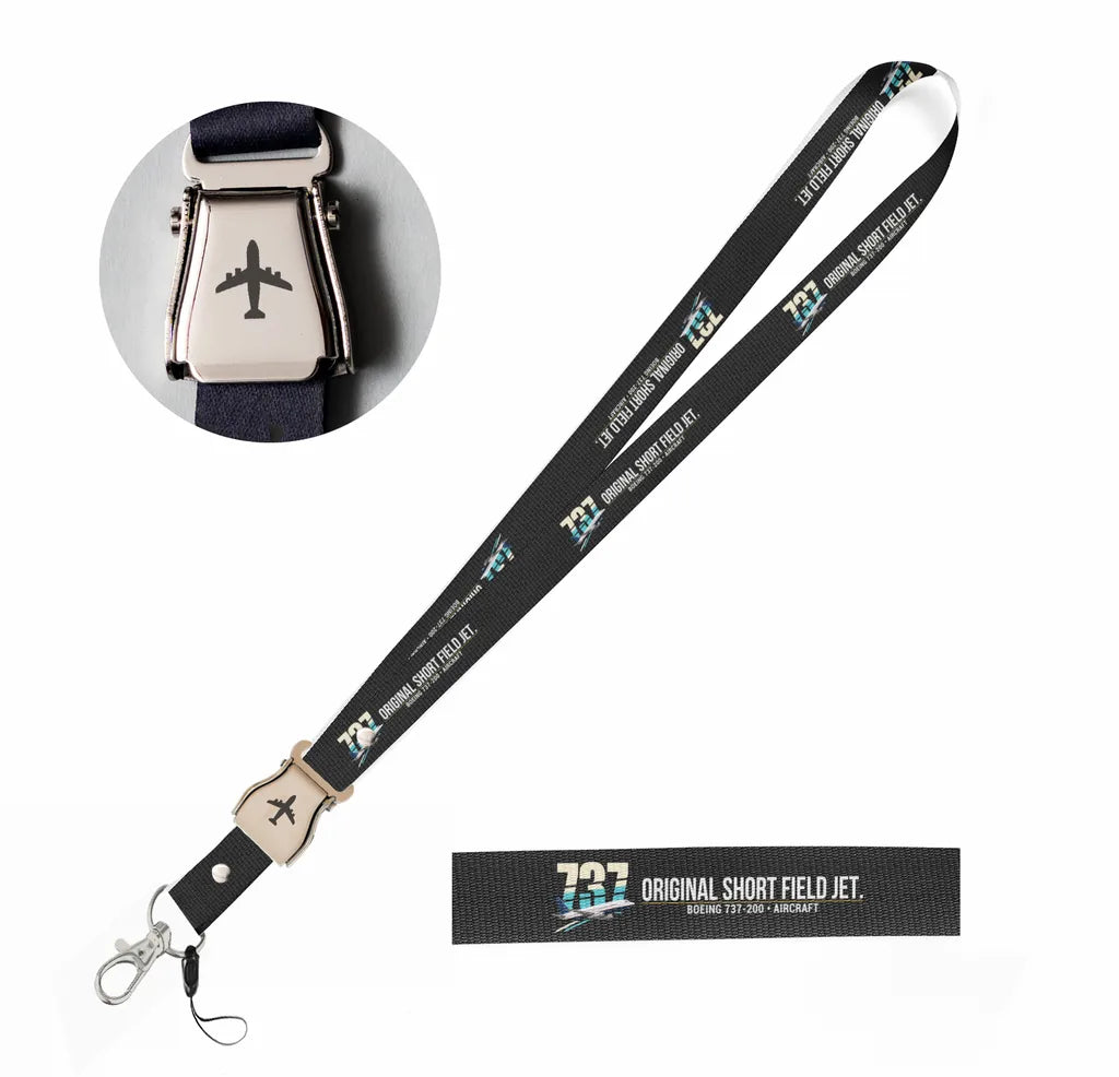 Boeing 737-200 seat belt lanyard - black