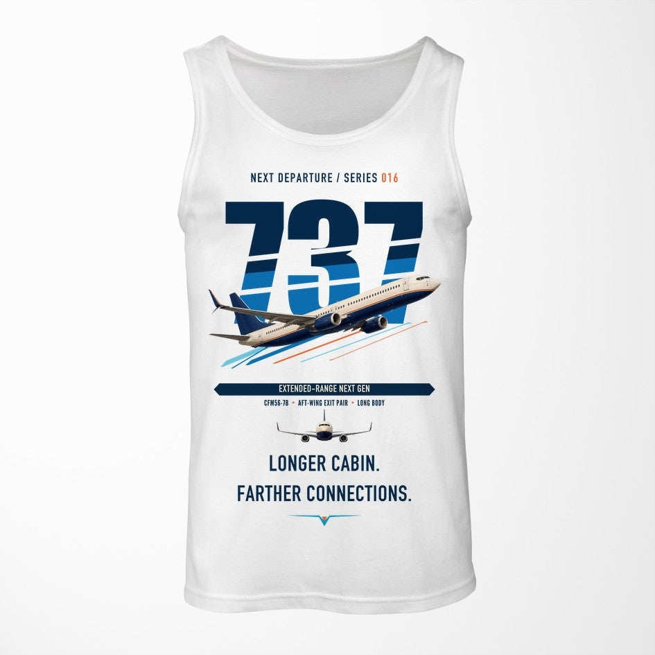 Boeing 737-900ER design on white tank top