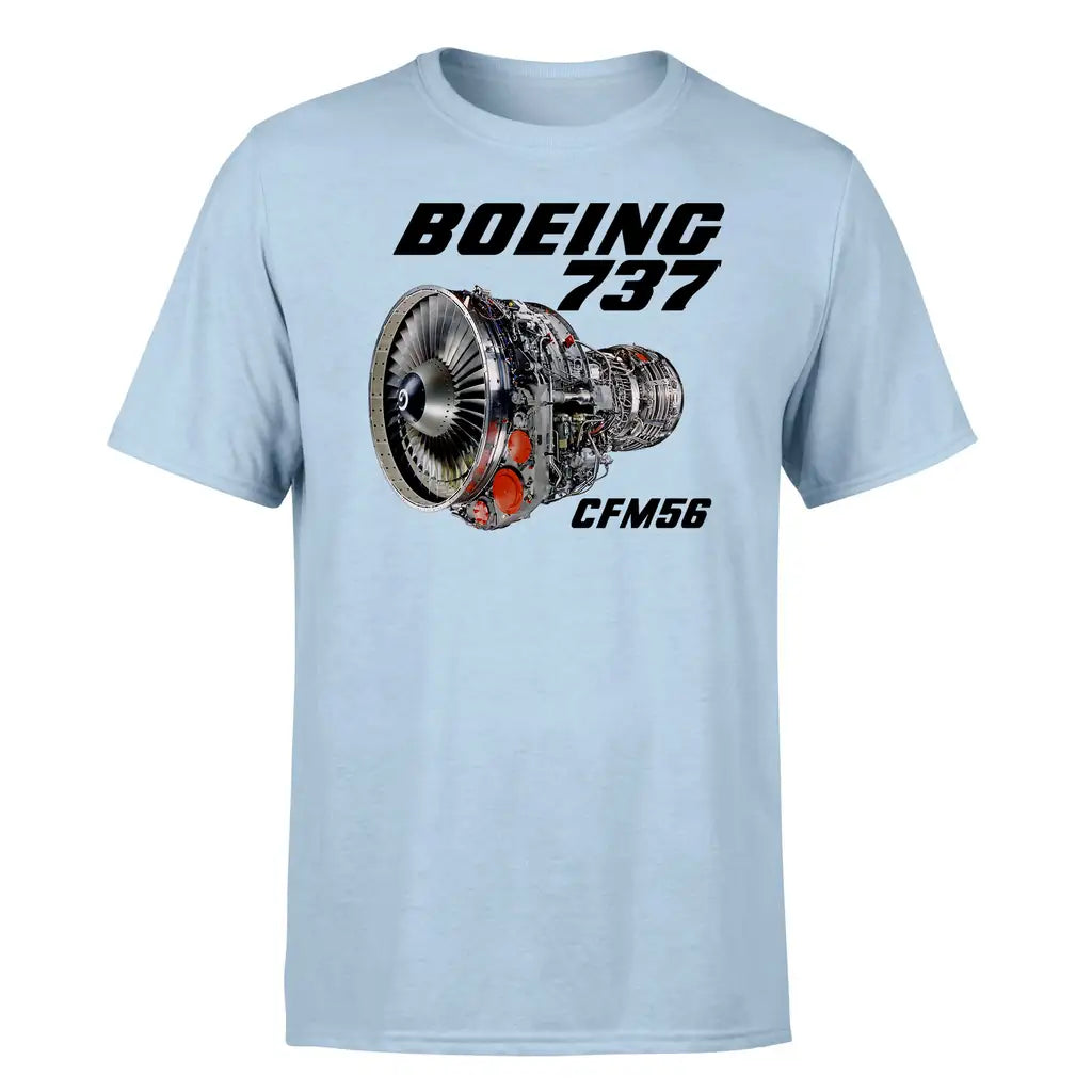Boeing 737 Engine & CFM56 design on light blue single side