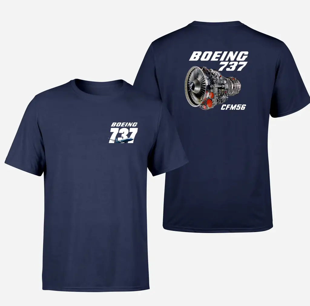 Boeing 737 Engine & CFM56 design on navy blue double side