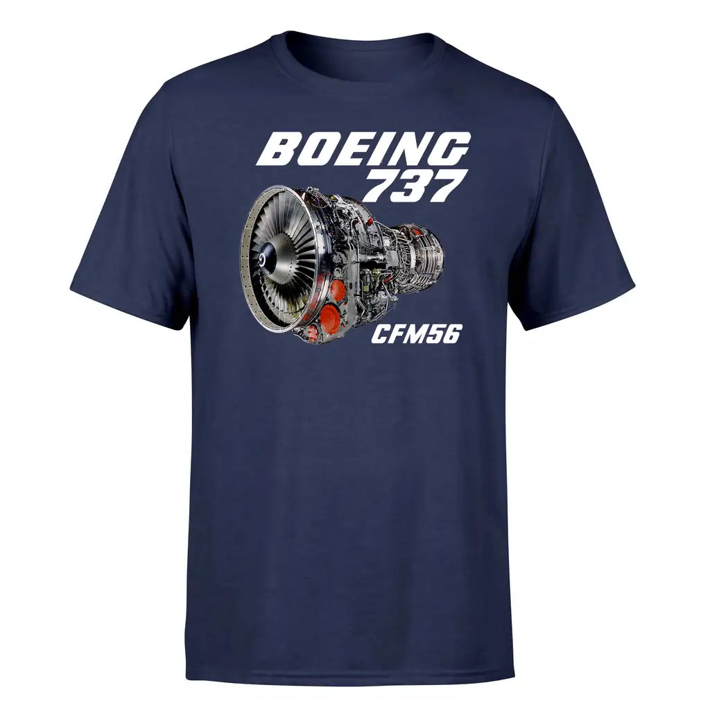 Boeing 737 Engine & CFM56 design on navy blue single side