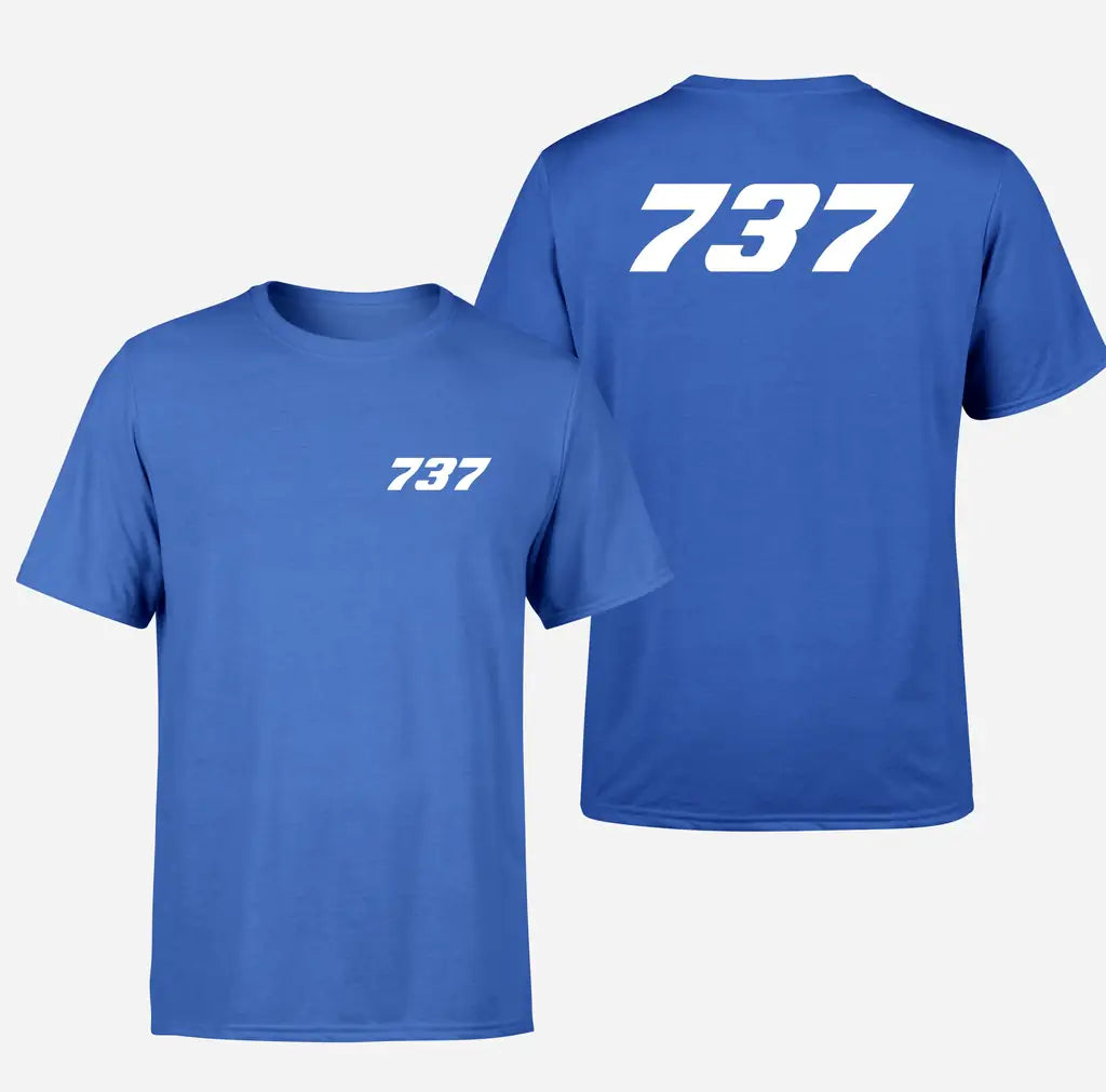 Boeing 737 Flat Text design on blue double side