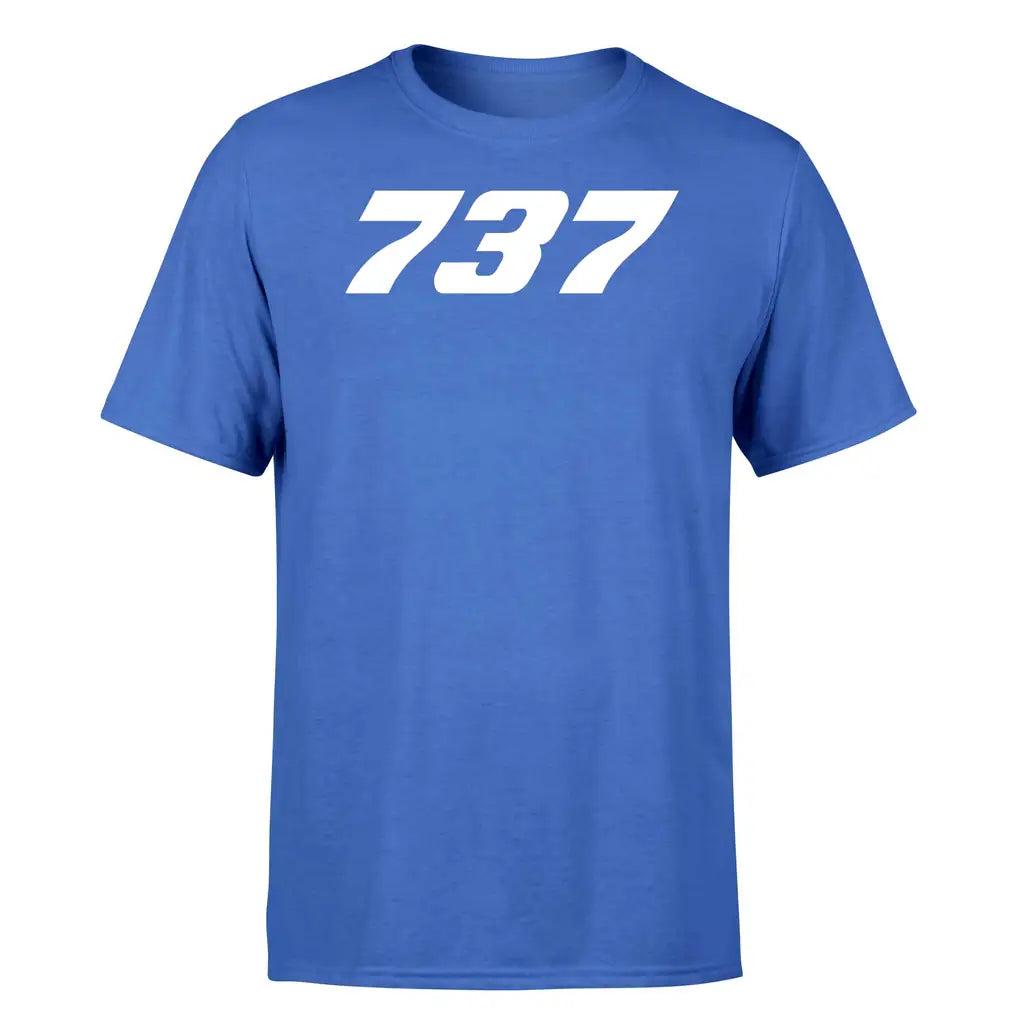 Boeing 737 Flat Text design on blue single side