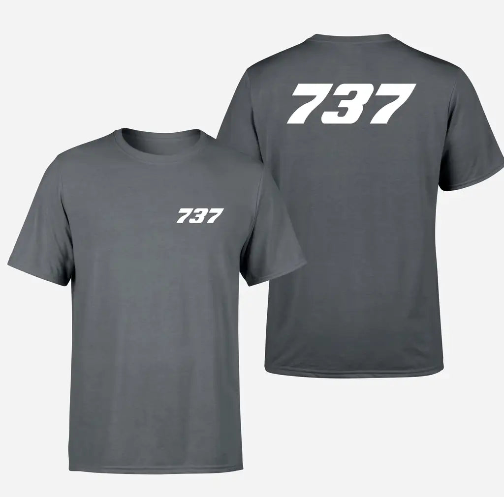 Boeing 737 Flat Text design on gray double side