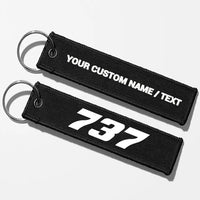 Thumbnail for Boeing 737 Flat Text Key Chains - Black - Personalized