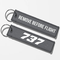 Thumbnail for Boeing 737 Flat Text Key Chains - Gray - Remove Before Flight