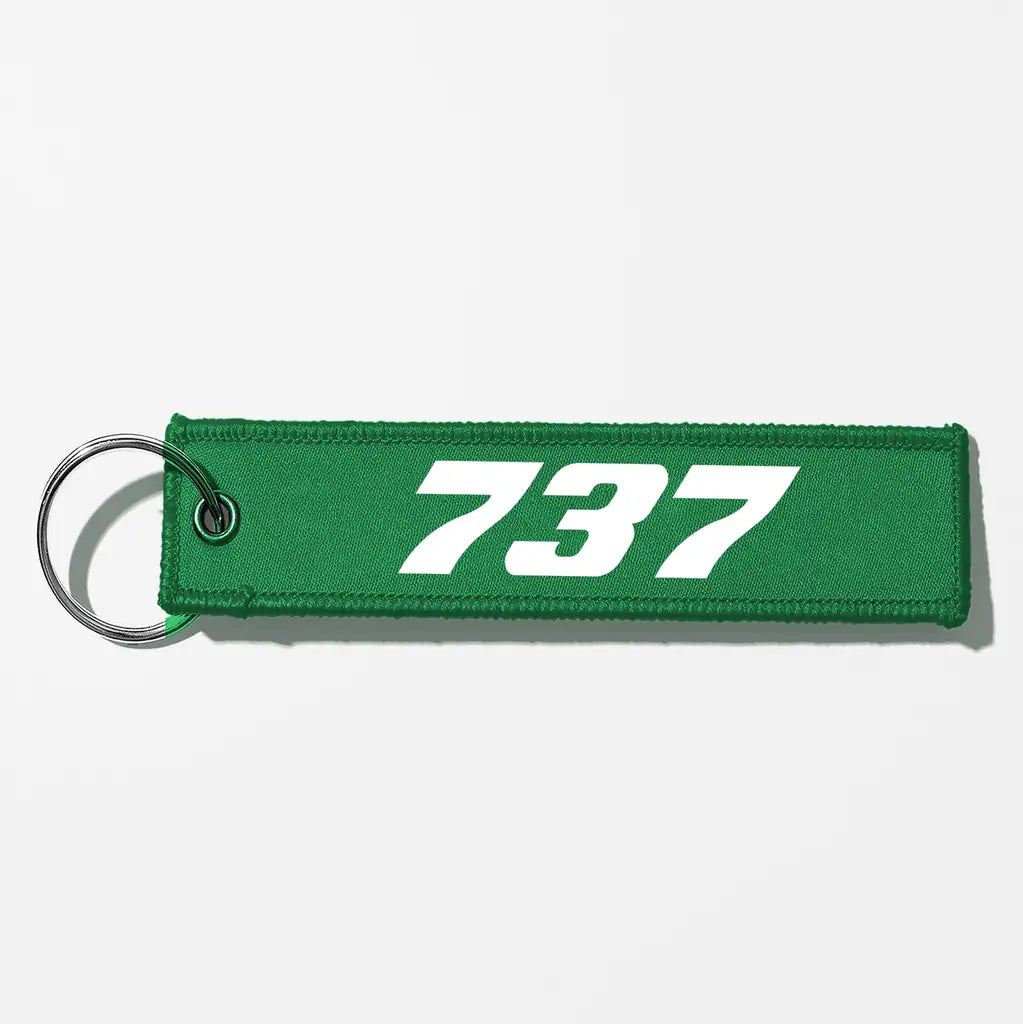 Boeing 737 Flat Text Key Chains - Green