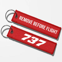 Thumbnail for Boeing 737 Flat Text Key Chains - Red - Remove Before Flight