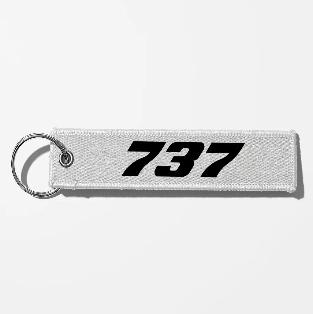 Boeing 737 Flat Text Key Chains - White