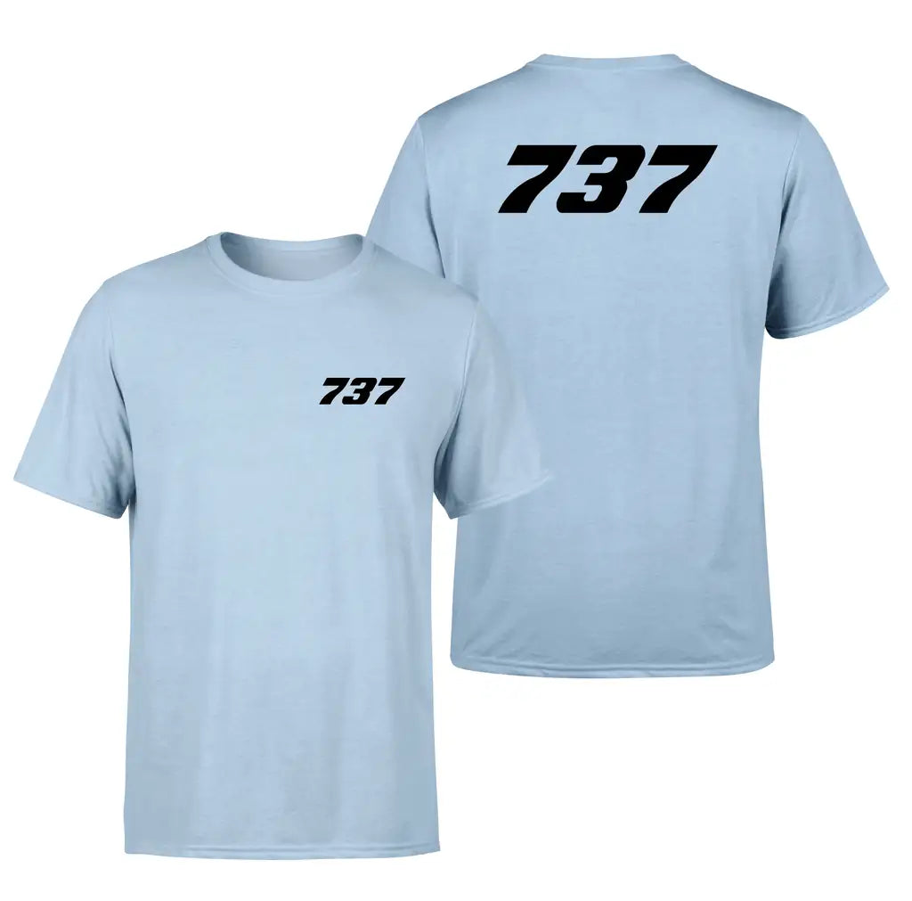 Boeing 737 Flat Text design on light blue double side