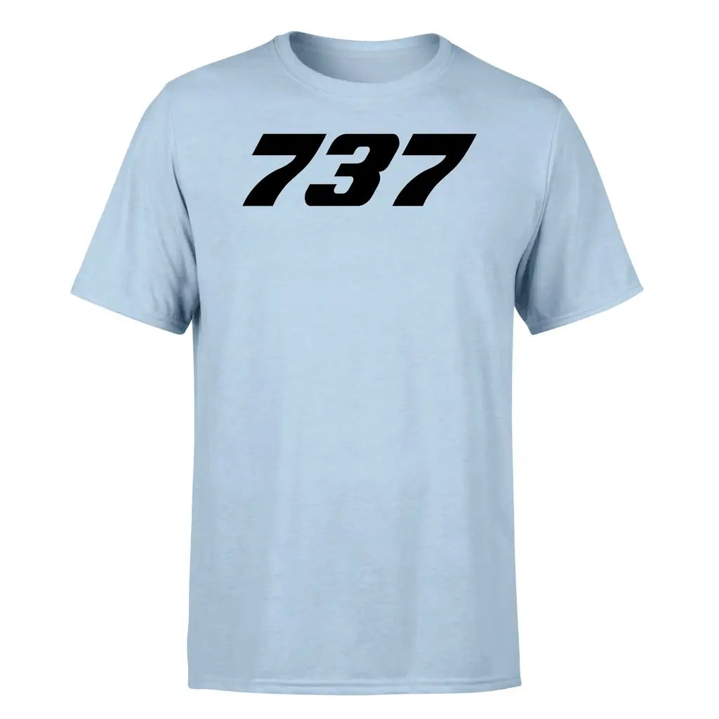 Boeing 737 Flat Text design on light blue single side