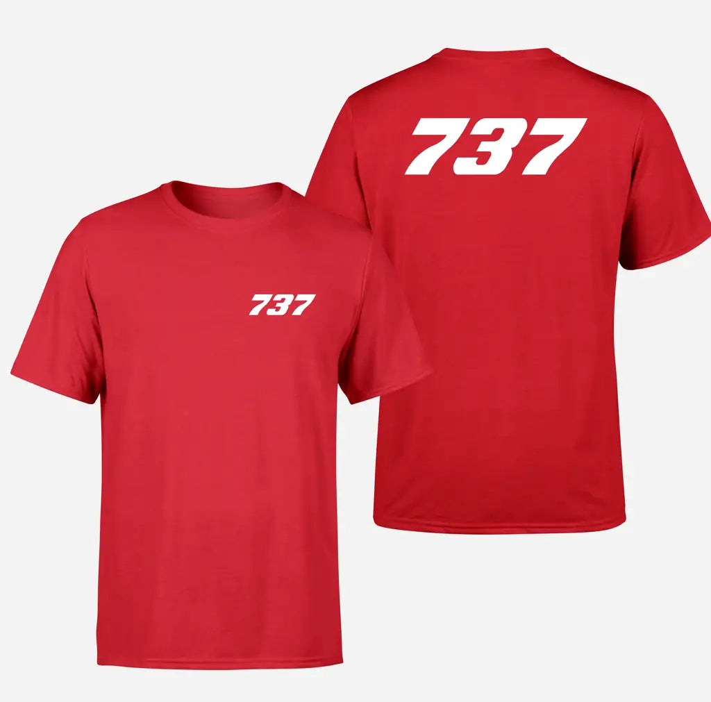 Boeing 737 Flat Text design on red double side