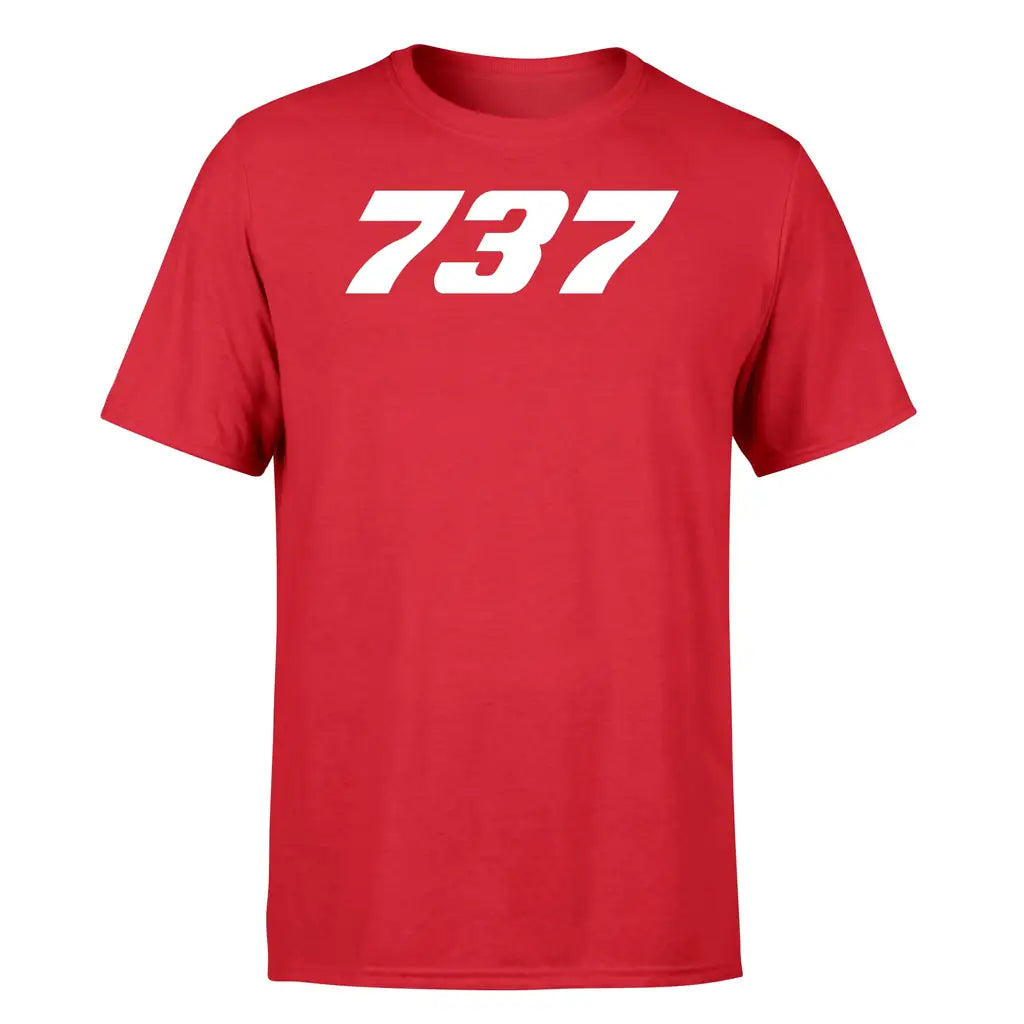 Boeing 737 Flat Text design on red single side