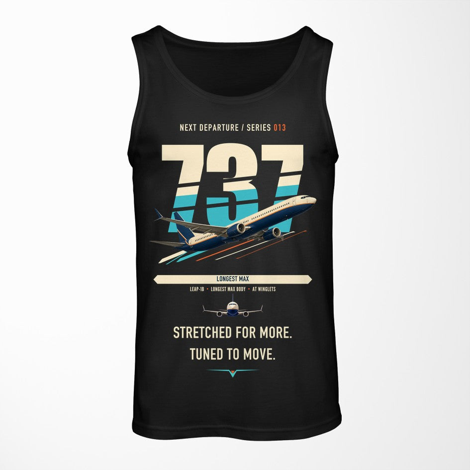 Boeing 737 MAX 10 design on black tank top