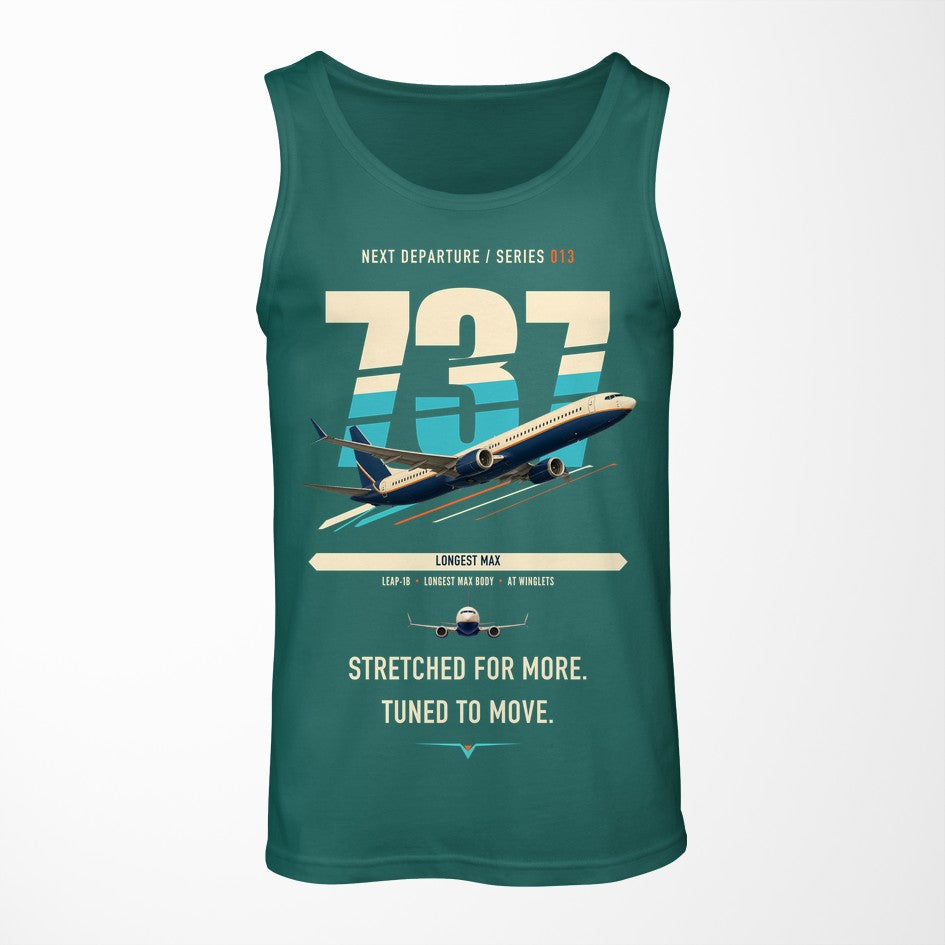 Boeing 737 MAX 10 design on green tank top