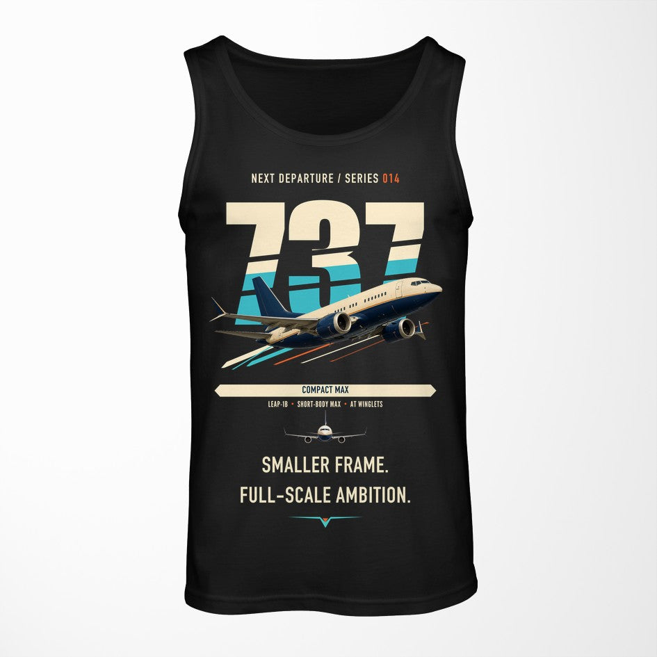 Boeing 737 MAX 7 design on black tank top