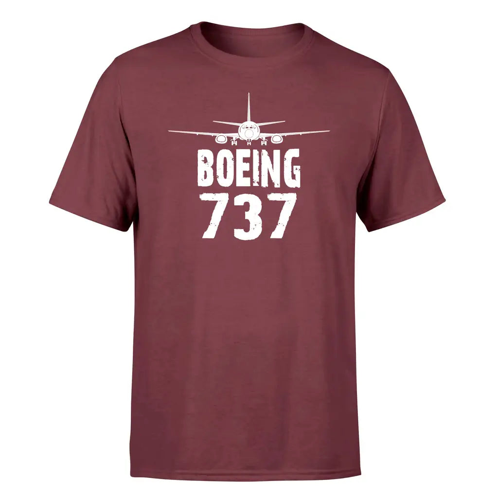 Boeing 737 & Plane design on dark red single side