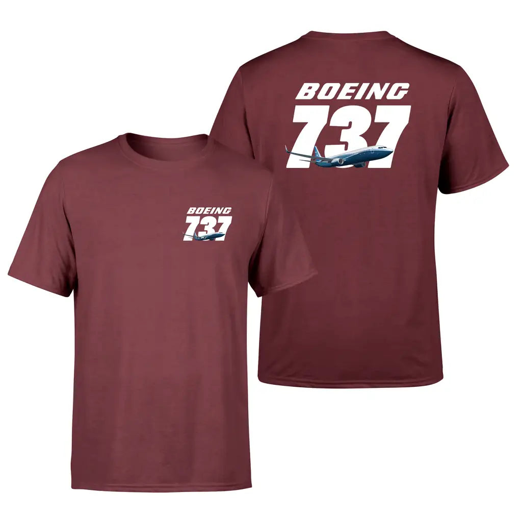 Boeing 737 & Text design on dark red double side