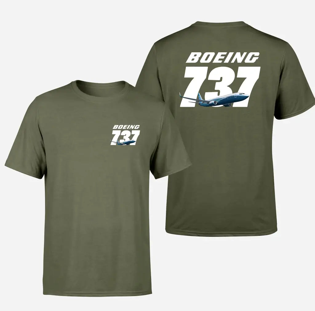 Boeing 737 & Text design on green army double side