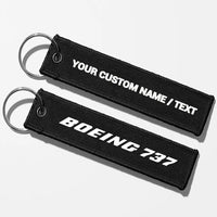 Thumbnail for Boeing 737 & Text Key Chains - Black - Personalized