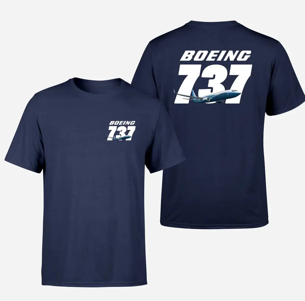 Boeing 737 & Text design on navy blue double side
