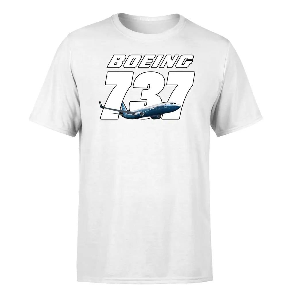Boeing 737 & Text design on white single side