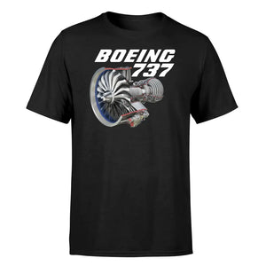 Boeing 737+Text & CFM LEAP-1 Engine Double-Side T-Shirt
