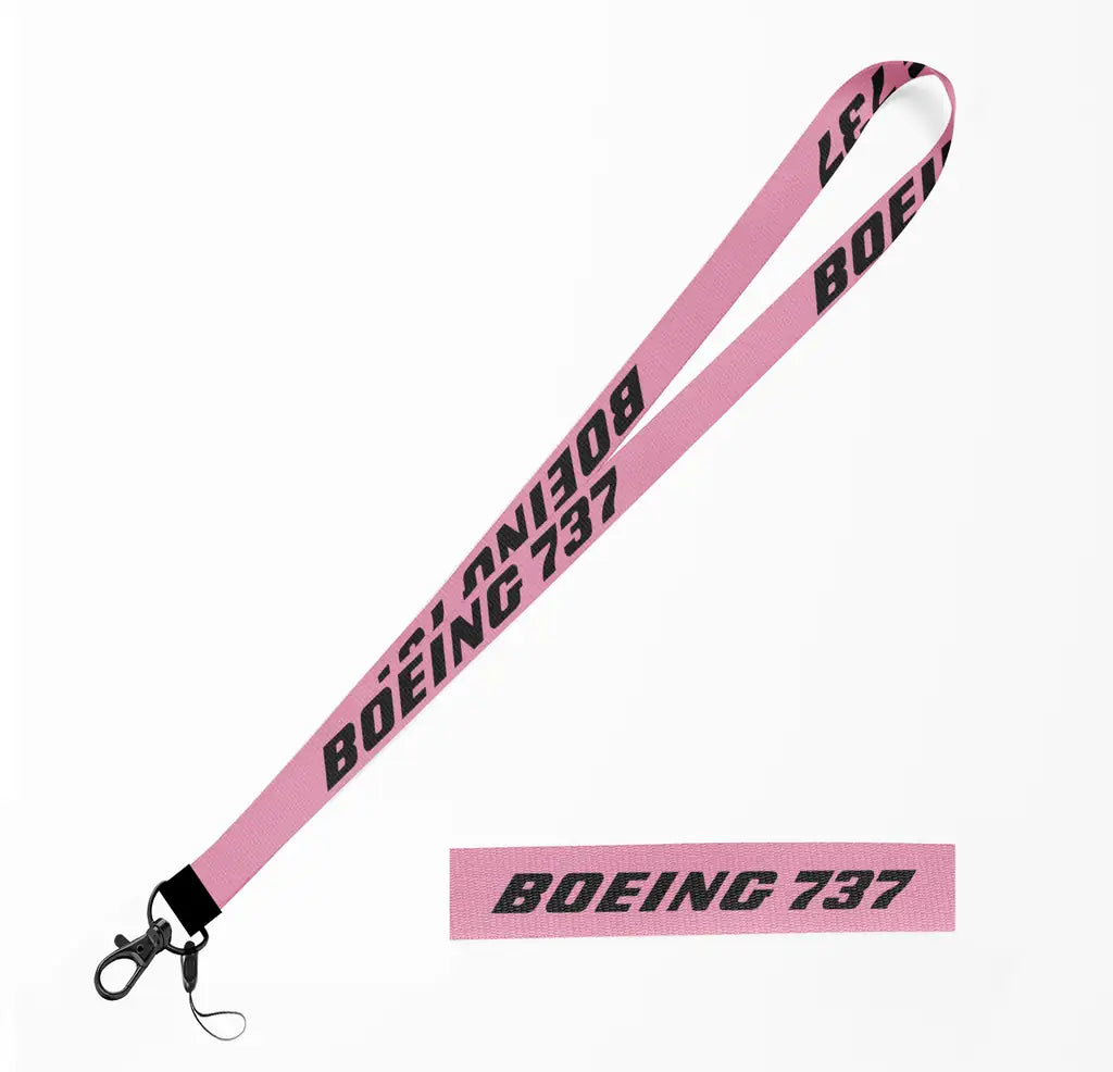 Boeing 737 & Text lanyard - pink