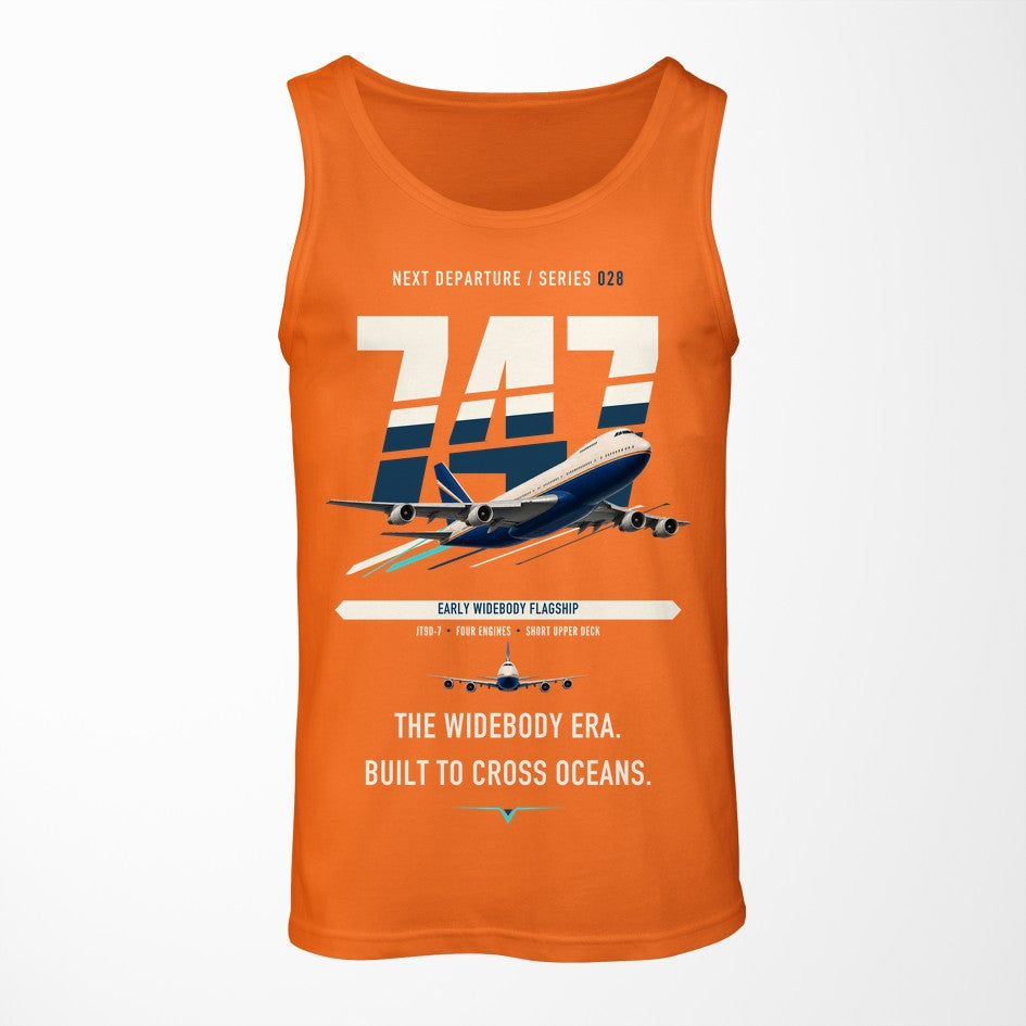 Boeing 747-200B design on orange tank top