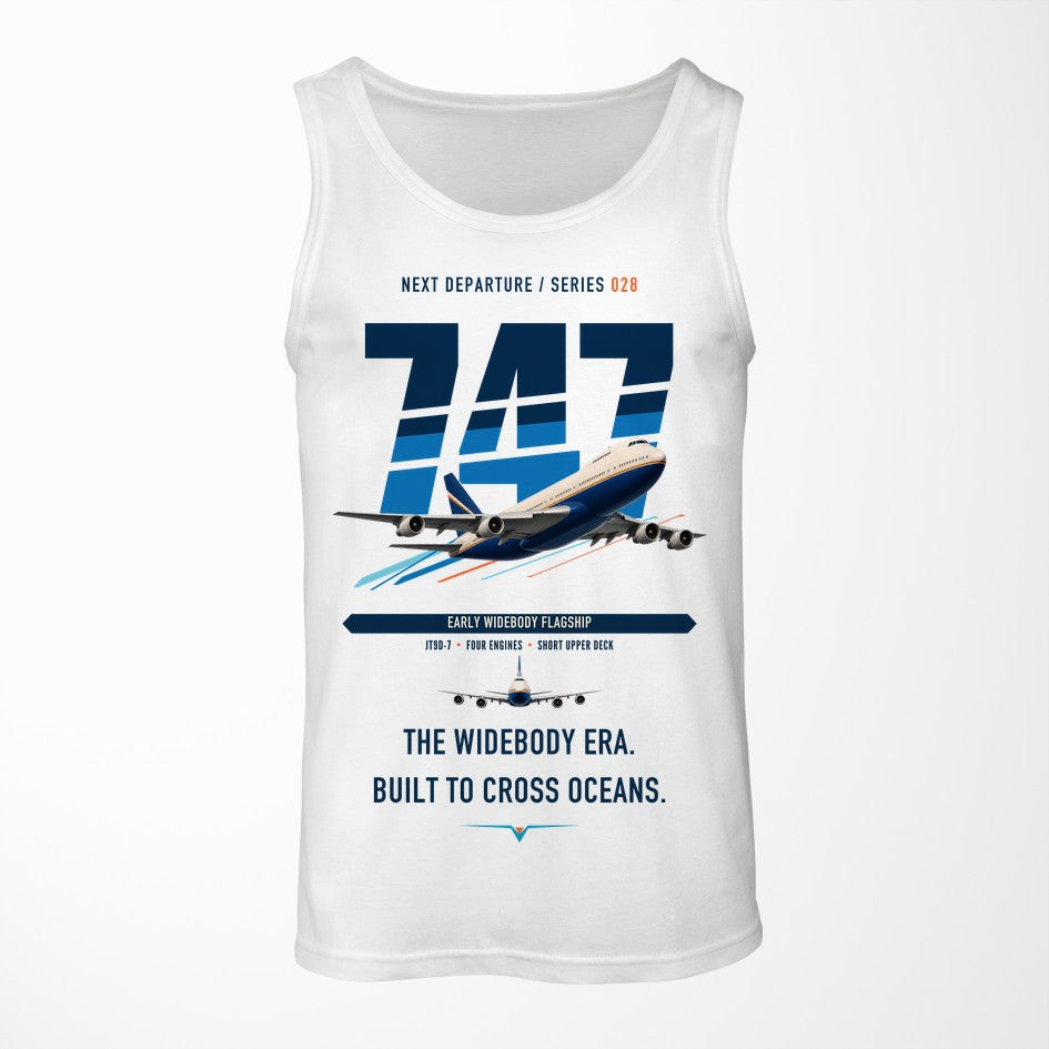 Boeing 747-200B design on white tank top