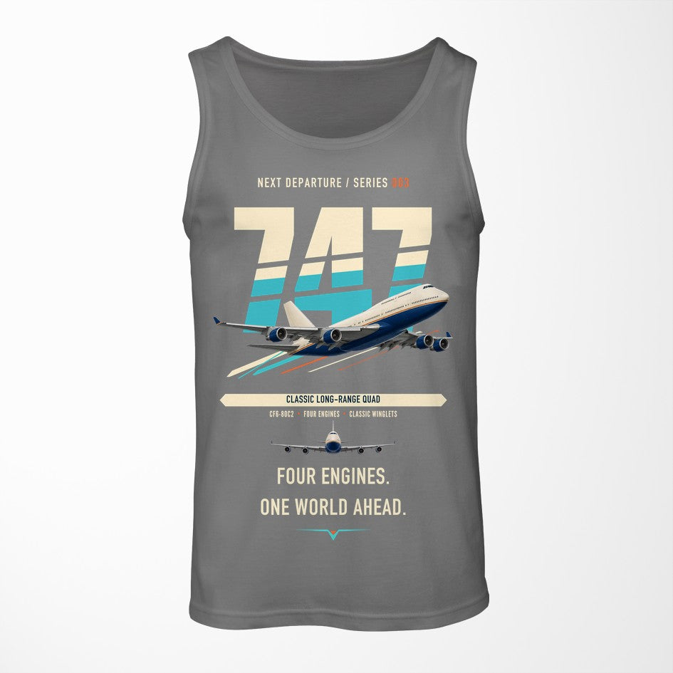 Boeing 747-400 design on gray tank top