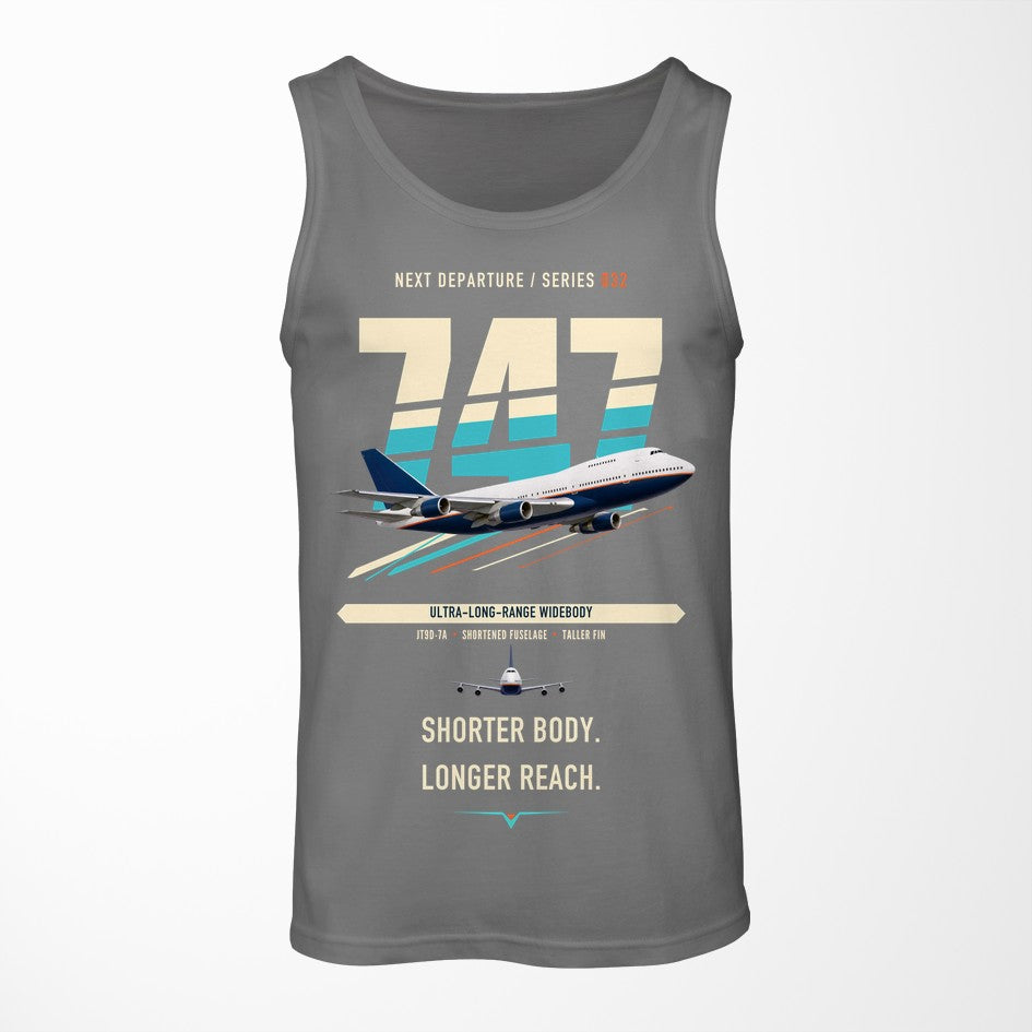Boeing 747SP design on gray tank top