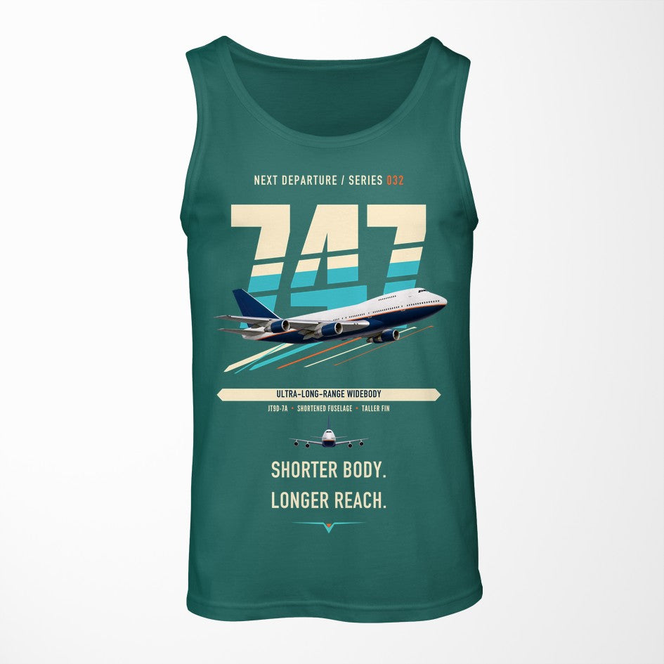 Boeing 747SP design on green tank top