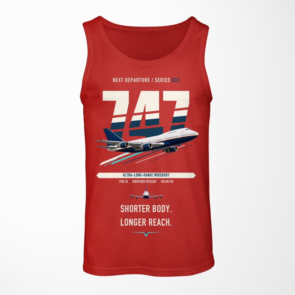 Boeing 747SP design on red tank top